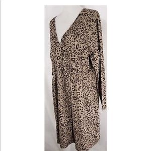 Leopard print faux wrap dress